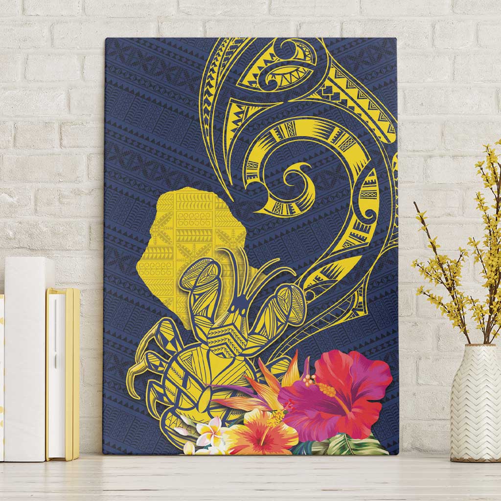 Niue Independence Day Canvas Wall Art Hiapo Pattern Hibiscus Plumeria and Uga LT03 Without Frame Yellow - Polynesian Pride
