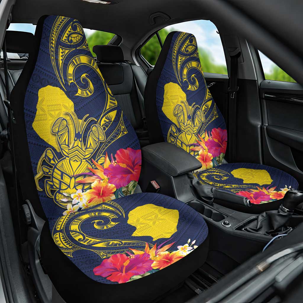Niue Independence Day Car Seat Cover Hiapo Pattern Hibiscus Plumeria and Uga LT03 One Size Yellow - Polynesian Pride