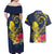 Niue Independence Day Couples Matching Off Shoulder Maxi Dress and Hawaiian Shirt Hiapo Pattern Hibiscus Plumeria and Uga