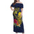 Niue Independence Day Family Matching Off Shoulder Maxi Dress and Hawaiian Shirt Hiapo Pattern Hibiscus Plumeria and Uga