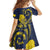 Niue Independence Day Family Matching Off Shoulder Short Dress and Hawaiian Shirt Hiapo Pattern Hibiscus Plumeria and Uga