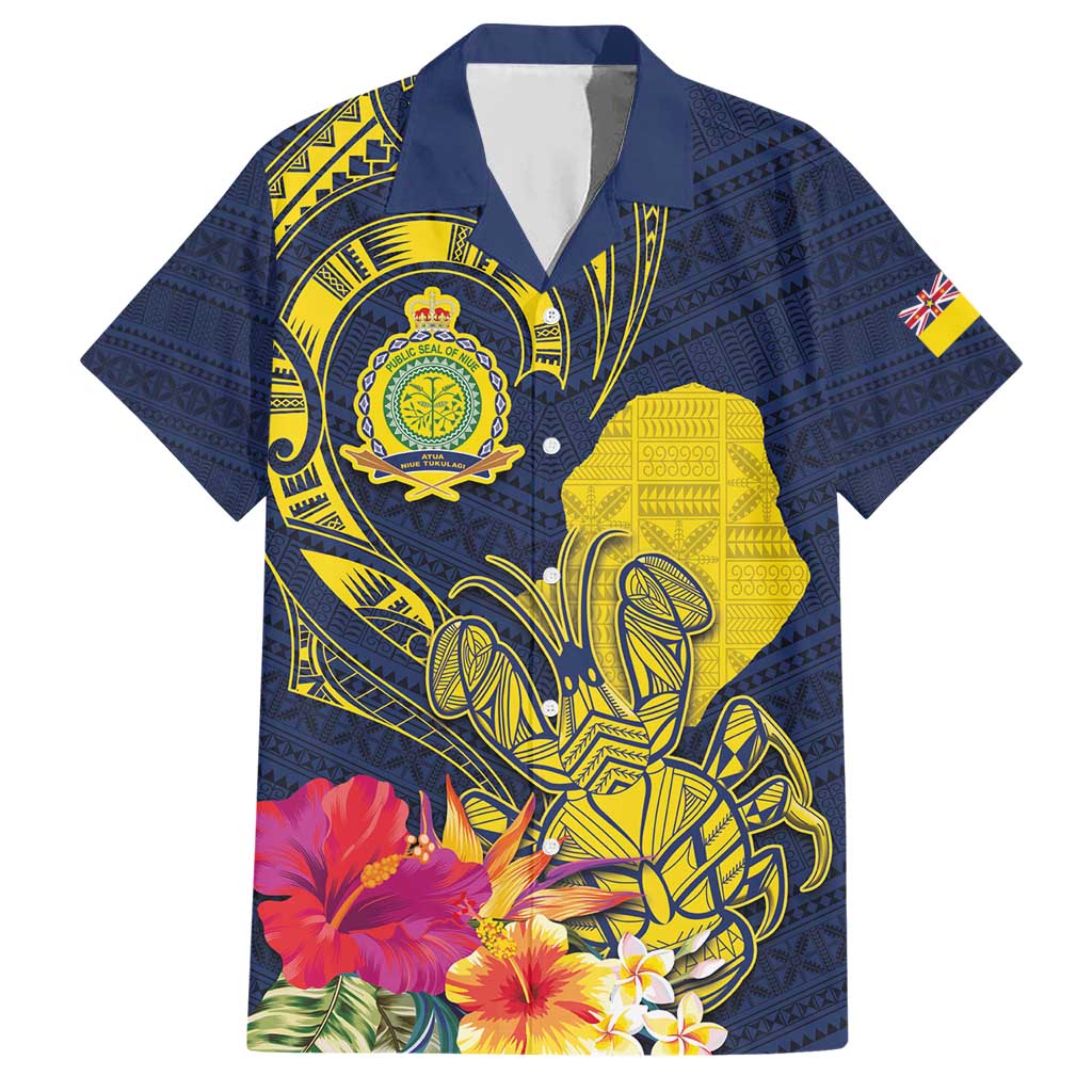 Niue Independence Day Hawaiian Shirt Hiapo Pattern Hibiscus Plumeria and Uga LT03 Yellow - Polynesian Pride
