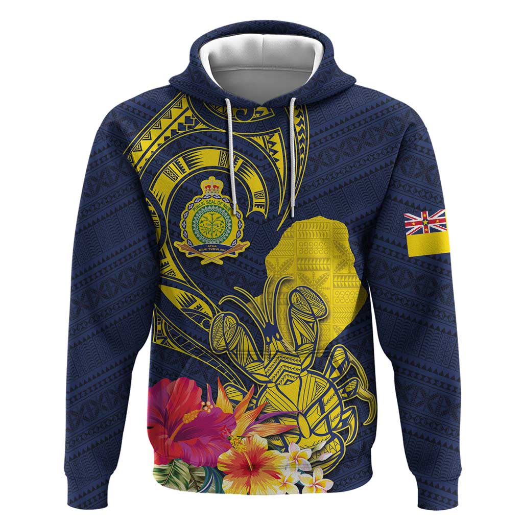 Niue Independence Day Hoodie Hiapo Pattern Hibiscus Plumeria and Uga LT03 Pullover Hoodie Yellow - Polynesian Pride