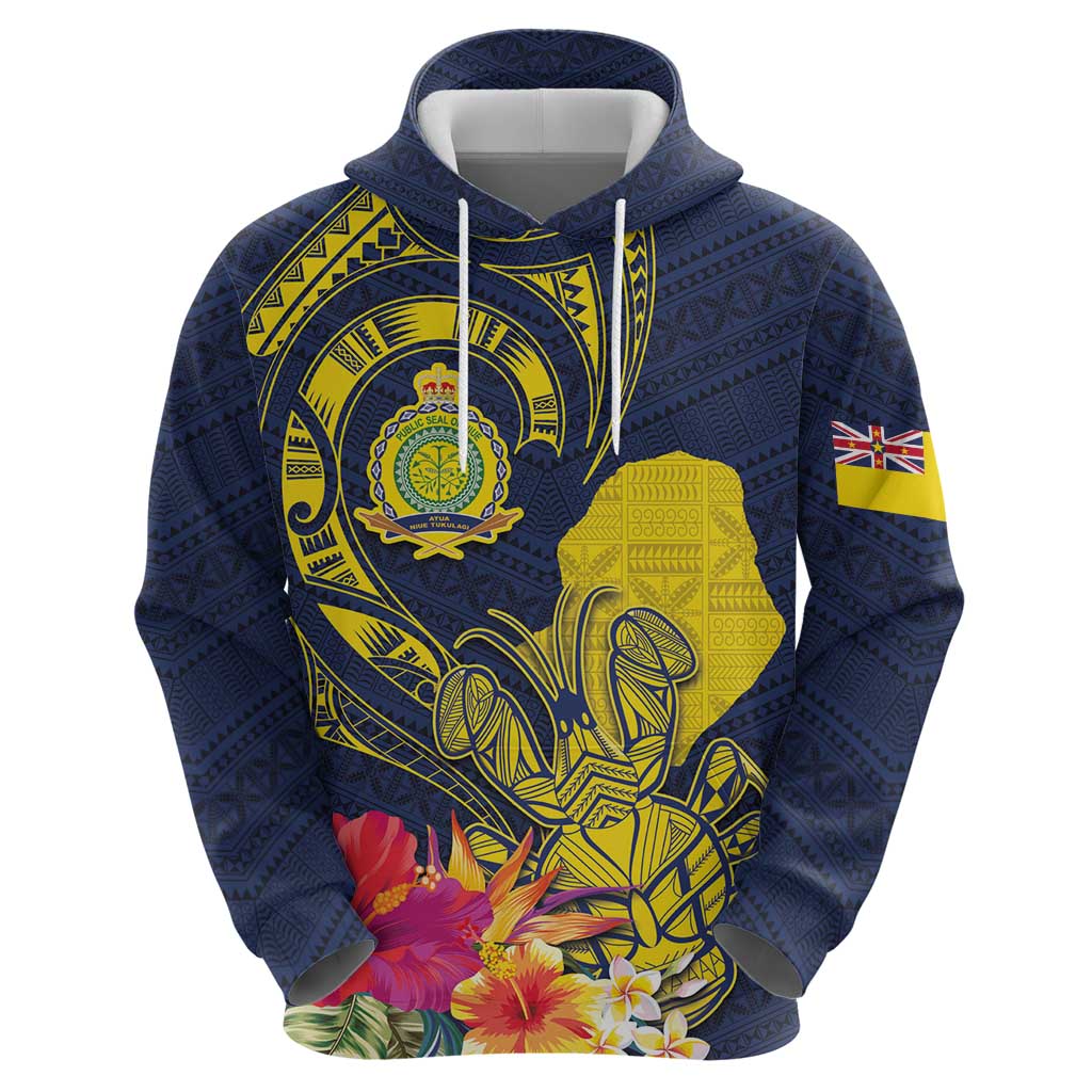 Niue Independence Day Hoodie Hiapo Pattern Hibiscus Plumeria and Uga LT03 - Polynesian Pride