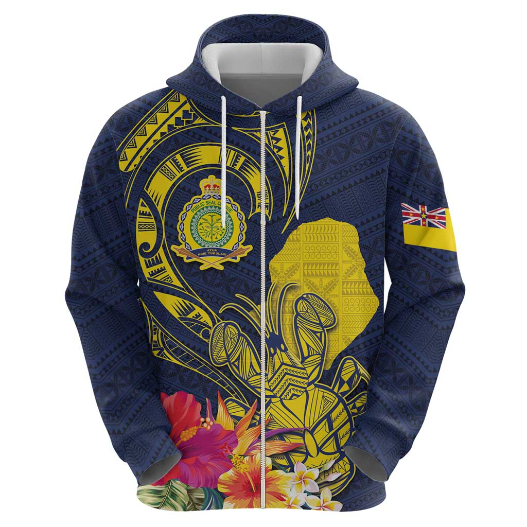 Niue Independence Day Hoodie Hiapo Pattern Hibiscus Plumeria and Uga LT03 - Polynesian Pride