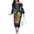 Niue Independence Day Off The Shoulder Long Sleeve Dress Hiapo Pattern Hibiscus Plumeria and Uga