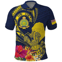 Niue Independence Day Polo Shirt Hiapo Pattern Hibiscus Plumeria and Uga LT03 Yellow - Polynesian Pride