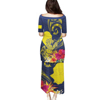 Niue Independence Day Puletasi Hiapo Pattern Hibiscus Plumeria and Uga LT03 - Polynesian Pride