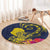 Niue Independence Day Round Carpet Hiapo Pattern Hibiscus Plumeria and Uga