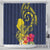 Niue Independence Day Shower Curtain Hiapo Pattern Hibiscus Plumeria and Uga