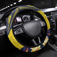 Niue Independence Day Steering Wheel Cover Hiapo Pattern Hibiscus Plumeria and Uga LT03 Universal Fit Yellow - Polynesian Pride