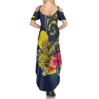 Niue Independence Day Summer Maxi Dress Hiapo Pattern Hibiscus Plumeria and Uga LT03 - Polynesian Pride