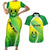 Enga Mioks Rugby Couples Matching Short Sleeve Bodycon Dress and Hawaiian Shirt Papua New Guinea Polynesian Tattoo LT03 Green - Polynesian Pride