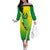 Custom Enga Mioks Rugby Off The Shoulder Long Sleeve Dress Papua New Guinea Polynesian Tattoo LT03 Women Green - Polynesian Pride