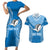 Gulf Isou Rugby Couples Matching Short Sleeve Bodycon Dress and Hawaiian Shirt Papua New Guinea Polynesian Tattoo LT03 Blue - Polynesian Pride