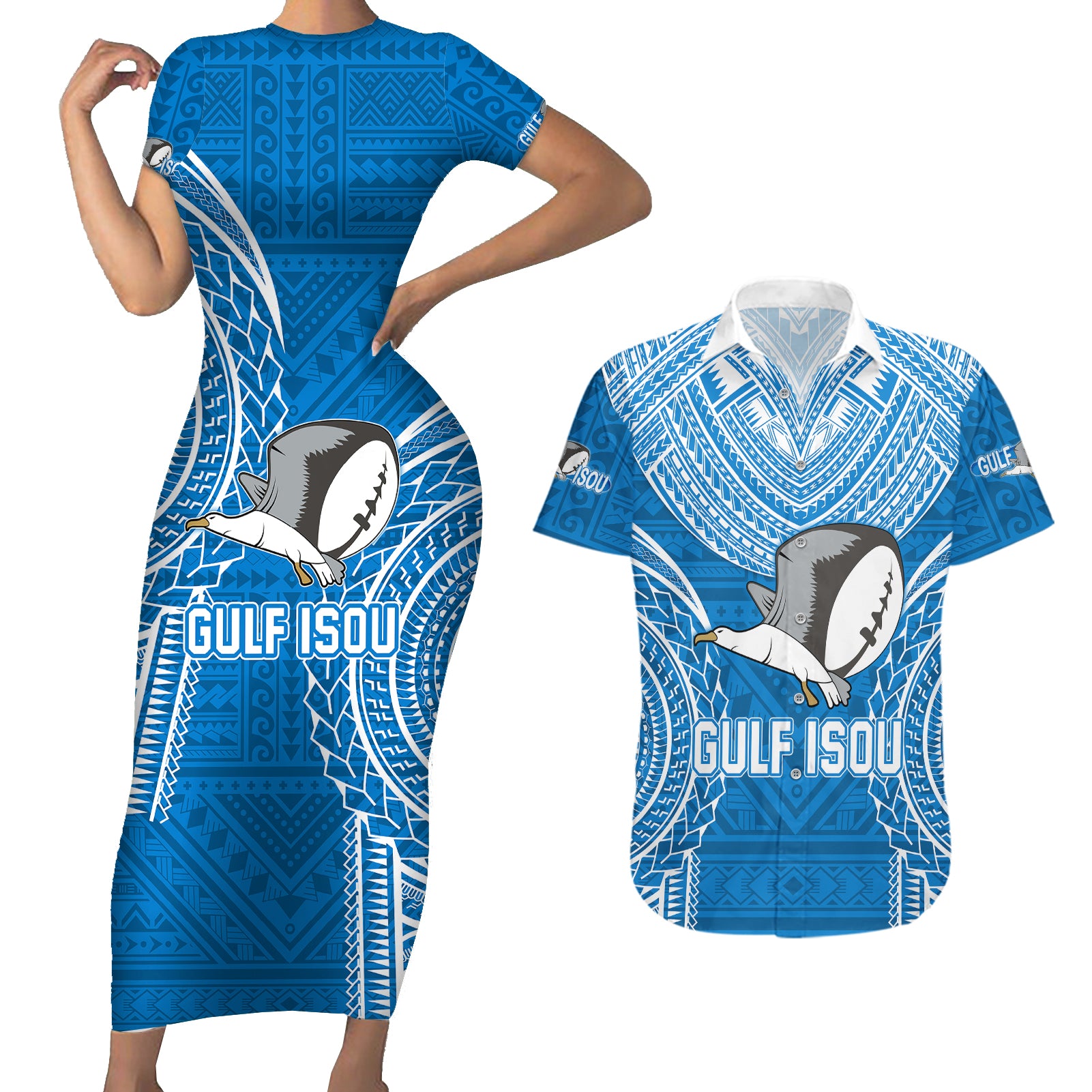 Custom Gulf Isou Rugby Couples Matching Off Shoulder Short Dress