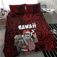 Hawaii Aloha Santa Claus Funny Polynesian Tattoo Bedding Set Red Color LT03 - Polynesian Pride