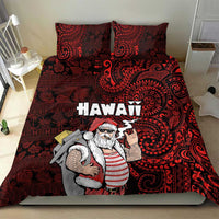 Hawaii Aloha Santa Claus Funny Polynesian Tattoo Bedding Set Red Color LT03 - Polynesian Pride