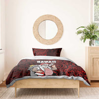 Hawaii Aloha Santa Claus Funny Polynesian Tattoo Bedding Set Red Color LT03 - Polynesian Pride
