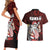 Hawaii Aloha Santa Claus Funny Polynesian Tattoo Couples Matching Short Sleeve Bodycon Dress and Hawaiian Shirt Red Color