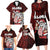 Hawaii Aloha Santa Claus Funny Polynesian Tattoo Family Matching Long Sleeve Bodycon Dress and Hawaiian Shirt Red Color