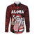 Hawaii Aloha Santa Claus Funny Polynesian Tattoo Family Matching Long Sleeve Bodycon Dress and Hawaiian Shirt Red Color