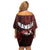 Hawaii Aloha Santa Claus Funny Polynesian Tattoo Family Matching Off Shoulder Short Dress and Hawaiian Shirt Red Color