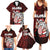 Hawaii Aloha Santa Claus Funny Polynesian Tattoo Family Matching Summer Maxi Dress and Hawaiian Shirt Red Color