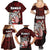 Hawaii Aloha Santa Claus Funny Polynesian Tattoo Family Matching Summer Maxi Dress and Hawaiian Shirt Red Color