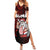 Hawaii Aloha Santa Claus Funny Polynesian Tattoo Family Matching Summer Maxi Dress and Hawaiian Shirt Red Color