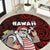 Hawaii Aloha Santa Claus Funny Polynesian Tattoo Round Carpet Red Color