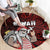 Hawaii Aloha Santa Claus Funny Polynesian Tattoo Round Carpet Red Color