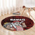 Hawaii Aloha Santa Claus Funny Polynesian Tattoo Round Carpet Red Color