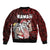 Hawaii Aloha Santa Claus Funny Polynesian Tattoo Sleeve Zip Bomber Jacket Red Color