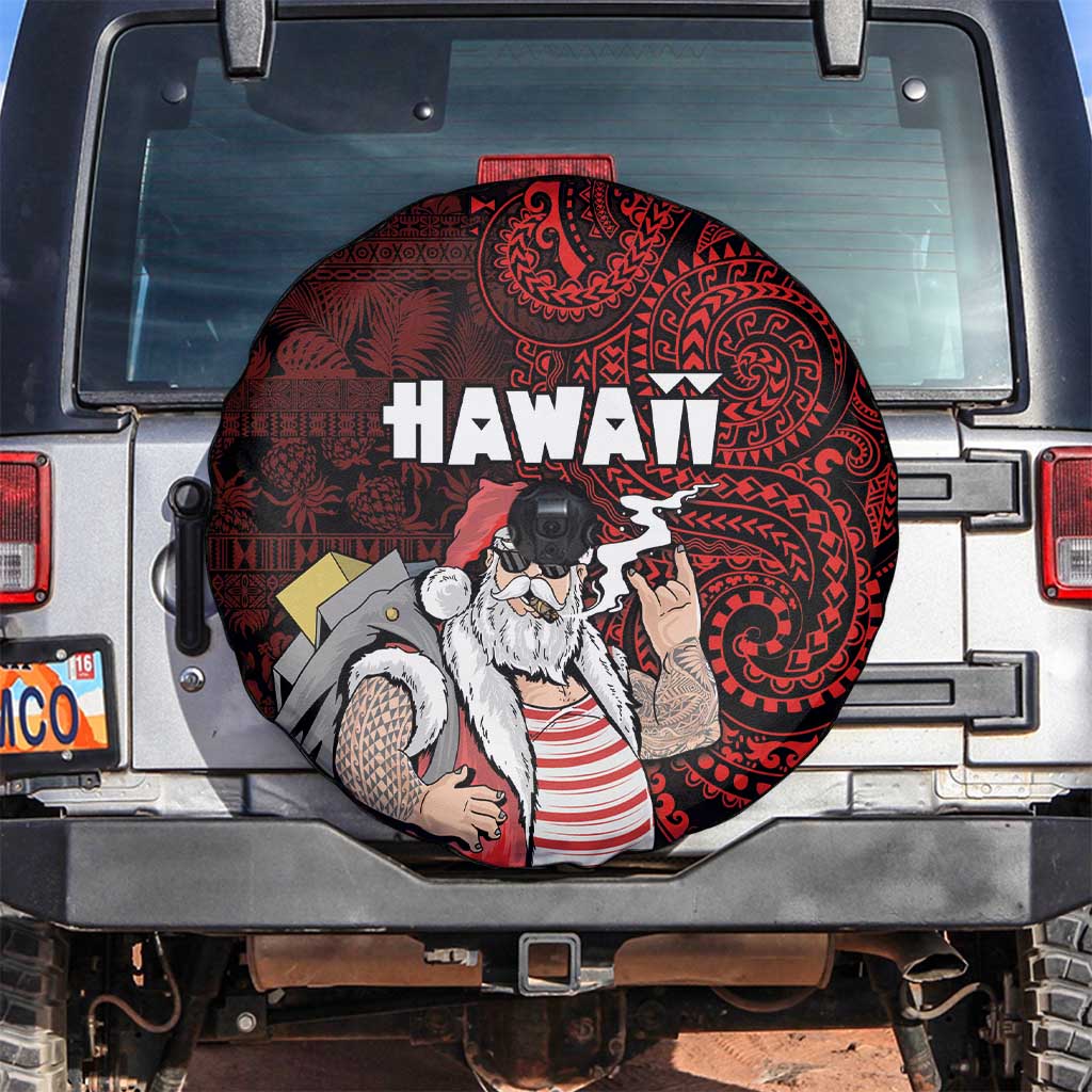 Hawaii Aloha Santa Claus Funny Polynesian Tattoo Spare Tire Cover Red Color LT03 Red - Polynesian Pride