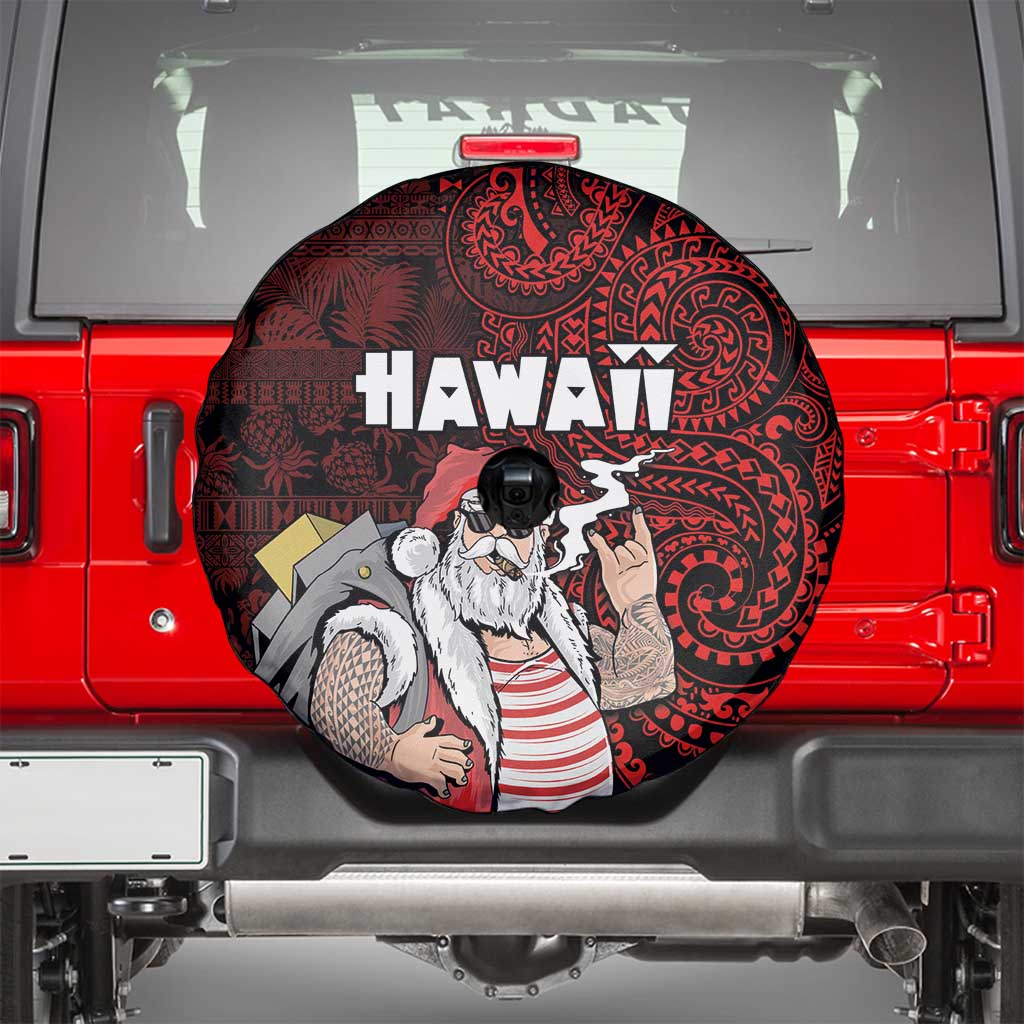Hawaii Aloha Santa Claus Funny Polynesian Tattoo Spare Tire Cover Red Color LT03 - Polynesian Pride