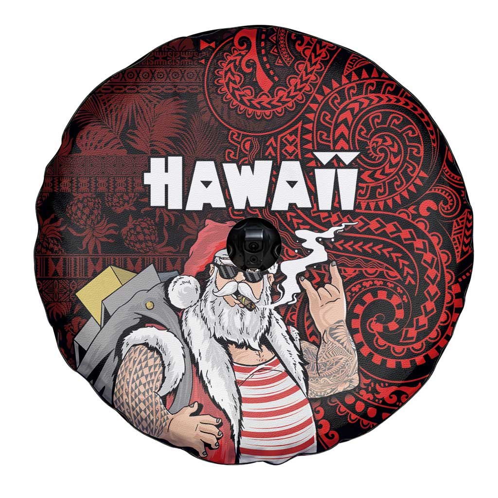 Hawaii Aloha Santa Claus Funny Polynesian Tattoo Spare Tire Cover Red Color LT03 - Polynesian Pride