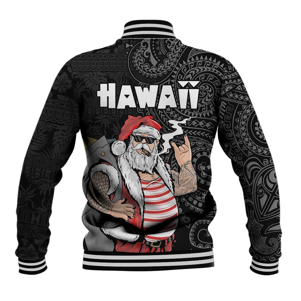Hawaii Aloha Santa Claus Funny Polynesian Tattoo Baseball Jacket Black Color LT03 - Polynesian Pride