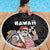 Hawaii Aloha Santa Claus Funny Polynesian Tattoo Beach Blanket Black Color