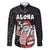 Hawaii Aloha Santa Claus Funny Polynesian Tattoo Family Matching Long Sleeve Bodycon Dress and Hawaiian Shirt Black Color