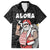 Hawaii Aloha Santa Claus Funny Polynesian Tattoo Family Matching Off The Shoulder Long Sleeve Dress and Hawaiian Shirt Black Color