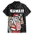 Hawaii Aloha Santa Claus Funny Polynesian Tattoo Family Matching Off Shoulder Maxi Dress and Hawaiian Shirt Black Color