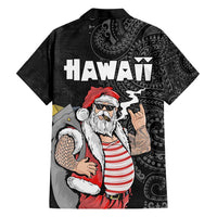 Hawaii Aloha Santa Claus Funny Polynesian Tattoo Hawaiian Shirt Black Color LT03 - Polynesian Pride