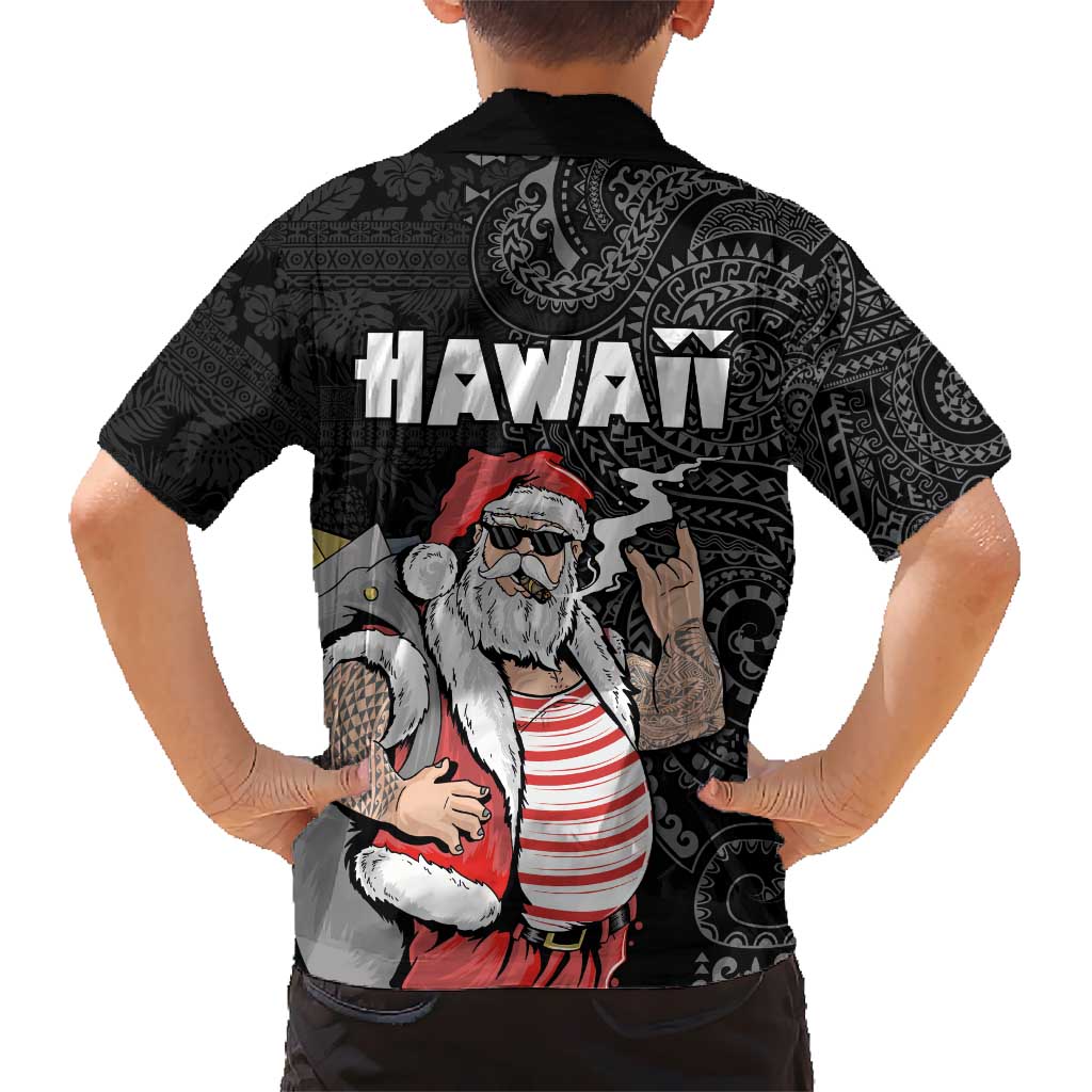 Hawaii Aloha Santa Claus Funny Polynesian Tattoo Hawaiian Shirt Black Color LT03 - Polynesian Pride
