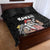 Hawaii Aloha Santa Claus Funny Polynesian Tattoo Quilt Bed Set Black Color