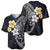 Hawaiian Hibiscus and Plumeria Polynesian Tribal Tattoo Baseball Jersey Black Color