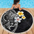 Hawaiian Hibiscus and Plumeria Polynesian Tribal Tattoo Beach Blanket Black Color