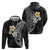 Hawaiian Hibiscus and Plumeria Polynesian Tribal Tattoo Hoodie Black Color