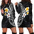 Hawaiian Hibiscus and Plumeria Polynesian Tribal Tattoo Hoodie Dress Black Color