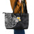 Hawaiian Hibiscus and Plumeria Polynesian Tribal Tattoo Leather Tote Bag Black Color